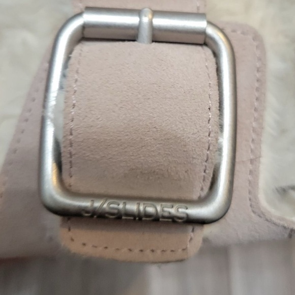 J/Slides Faux Fur Shearling Lined Suede Pink Open Toe Slides Sandals Sz 7.5 - Picture 5 of 12